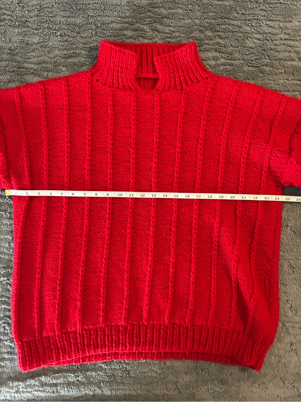 Oversized Red Chunky Rib Knit Sweater - Picture 6 of 7